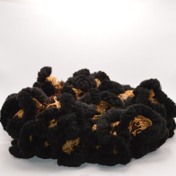 Homemade Brown and Black Ruffle Scarf - Picture 1 of 2